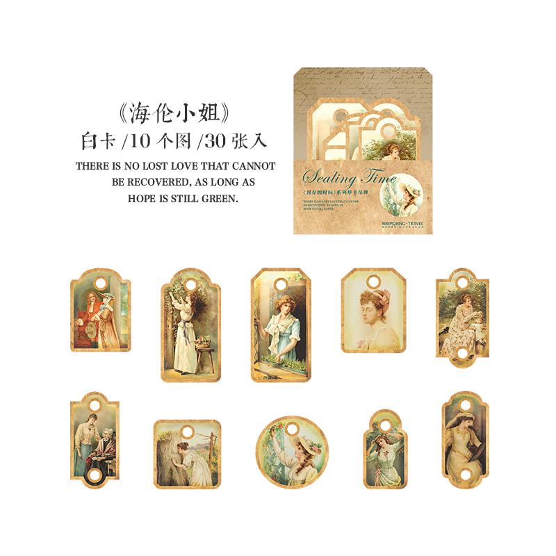 30pcs/lot Memo Pads Material Paper Time Tag diary Planner Junk Journal Scrapbooking Cards Retro Background Decoration Paper