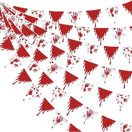 32 фута Оранжево-черно-белые Украшения для выпускного вечера 2023 Хэллоуин Гирлянда из флажков Тканевая треугольная гирлянда для Дня благодарения Свадьбы