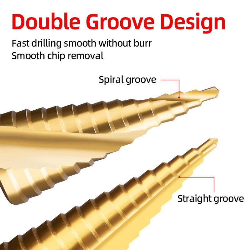 HSS Step Drill Bit Center Punch Drills Set 4-12 4-20 4-32mm Woodworking Metal Hole Cutter Cone Core Drilling Hole Tools Wood Box