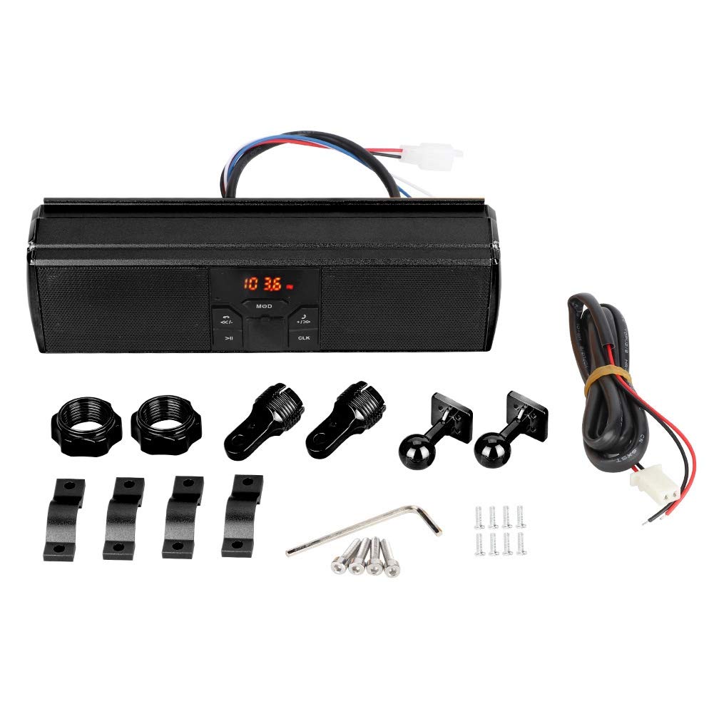 Motorcycle Audio System - Waterproof Handlebar Sound System for Motorcycle Modification (Black)