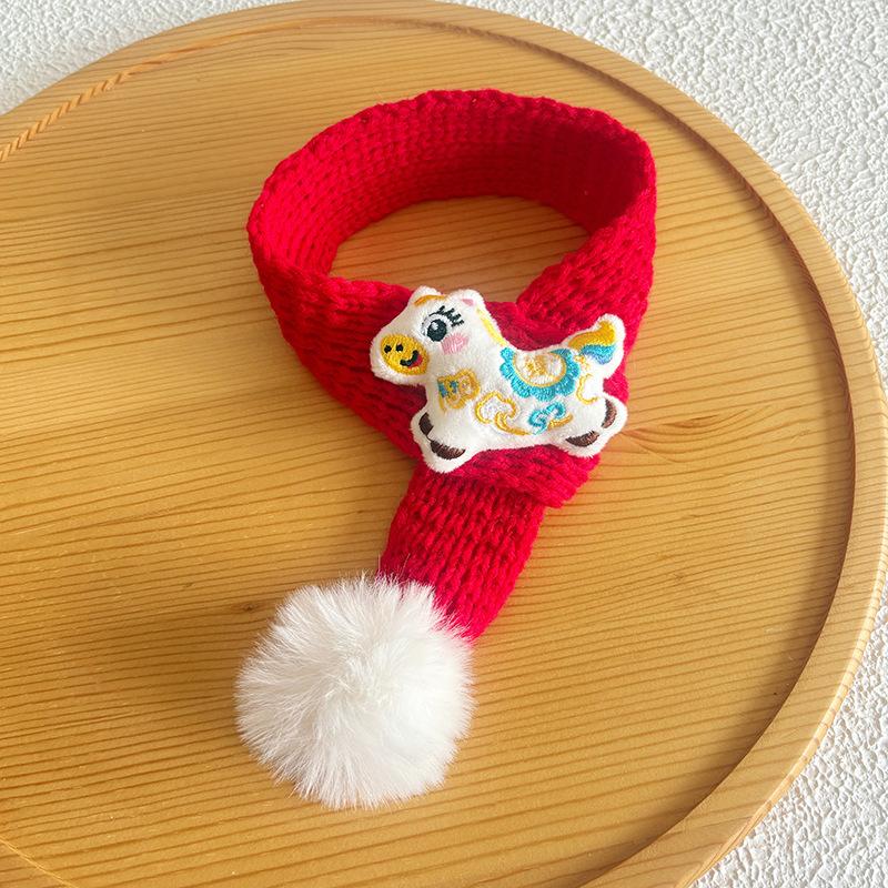 1pc Horse Year Pet Scarf New Year Cat Scarf Red Lucky Dog Scarf Dress Up Accessories Pet Supplies M