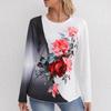 2024 Women's Floral Print Crew Neck Long Sleeve Casual Autumn T-shirt