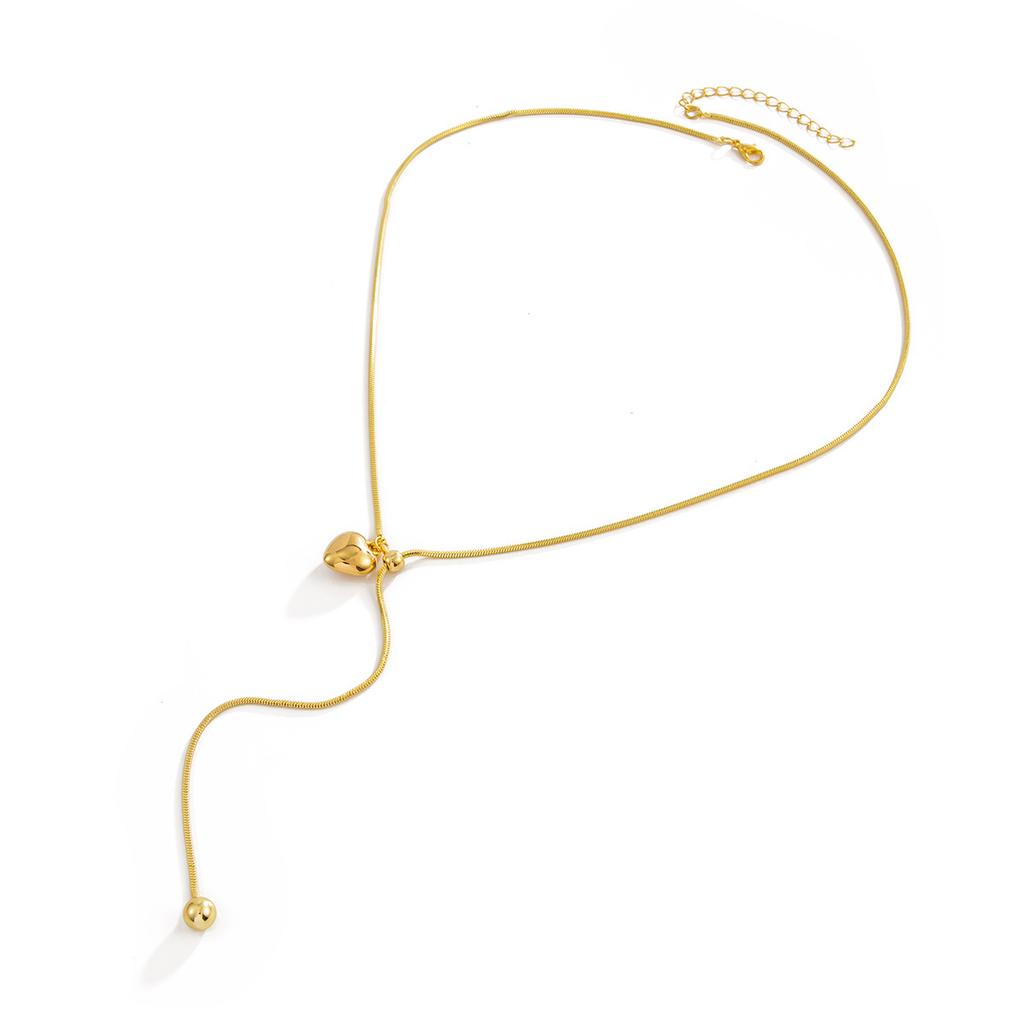 Light Luxury Snake Chain Adjustable Necklace Fashionable Y2K Pearl Heart Pendant Long Neckpiece