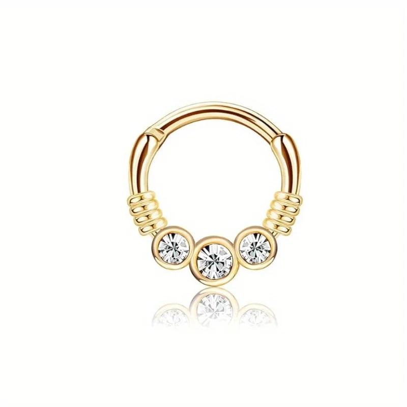 Florideco Septumringe 316L Edelstahl Opal Daith Nasenringe CZ Knorpel Tragus Ohrringe Septum Clicker Piercing Schmuck