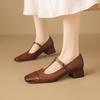 Super soft lambskin French high heels genuine leather thong Mary Jane shoes