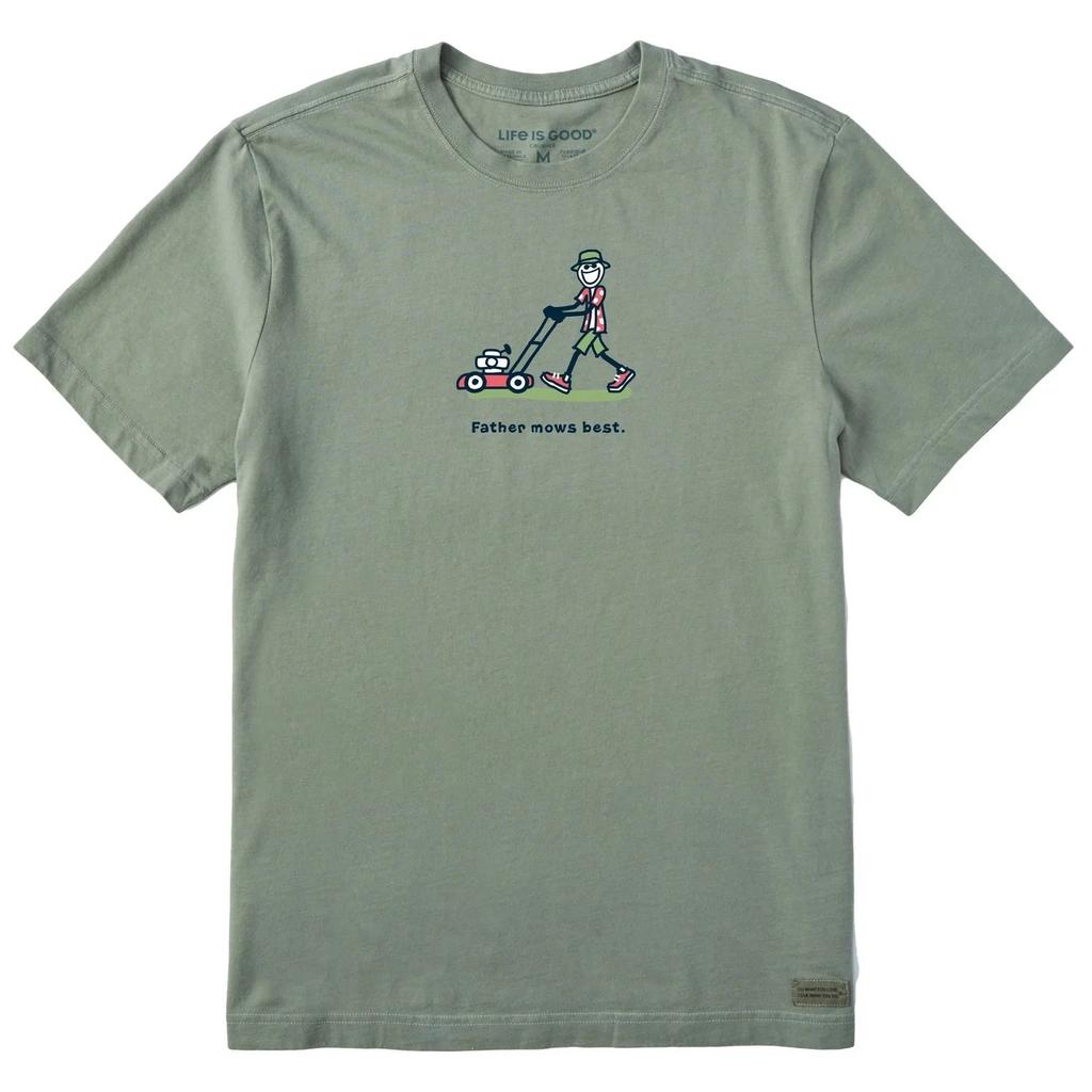 Life is Good. Men's Jake Father Mows Best Push Mower Short Sleeve Crusher Tee