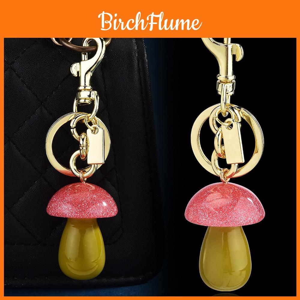 Creative Mushroom Keychain For Bags And Keys With Resin Finish For Casual Use