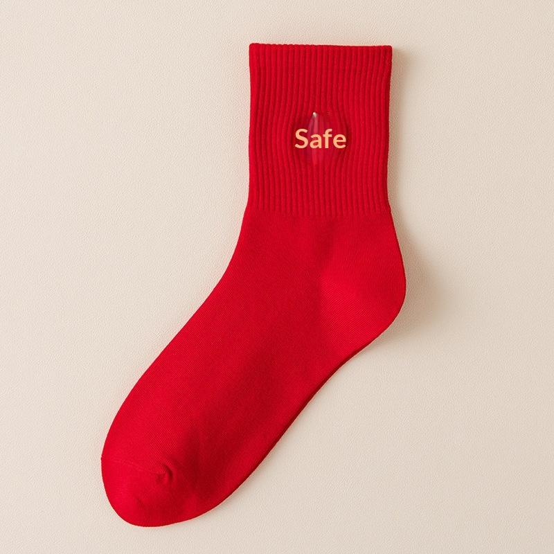 1Pairs The Year Of The Horse Pony Red Socks Autumn Winter Warm Socks Unisex Mid-calf Socks Festive Lucky New Year Socks Gifts