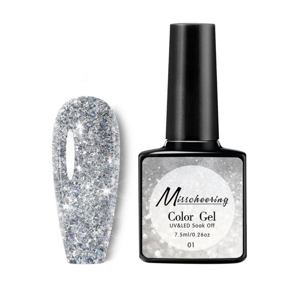 

Лазерный цветной гель для ногтей с блестками, УФ-светодиодный цветной гель-лак для ногтей