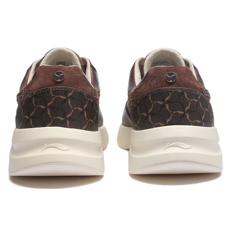 Li-Ning Commuter Series Leather Shock Absorbing Non-Slip Wear-Resistant Low-Top Sports Casual Shoes Men Sneakers Clay-Brown ALFR109-2