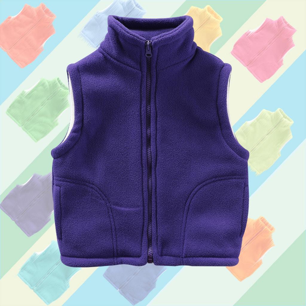 Children's Solid-color Vests Thickened Cardigan Jackets For Girls And Boys