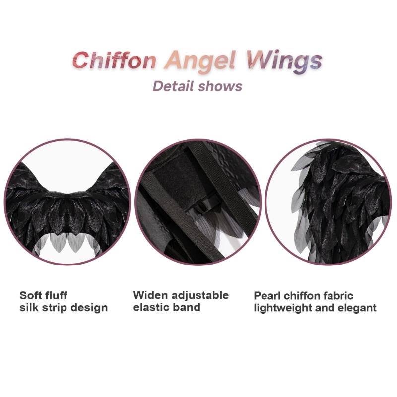 Angel Costume Accessory with Halos Headband Fairys Angel Wing Fairys Angel Wing for Halloween Cosplay Photograph Prop