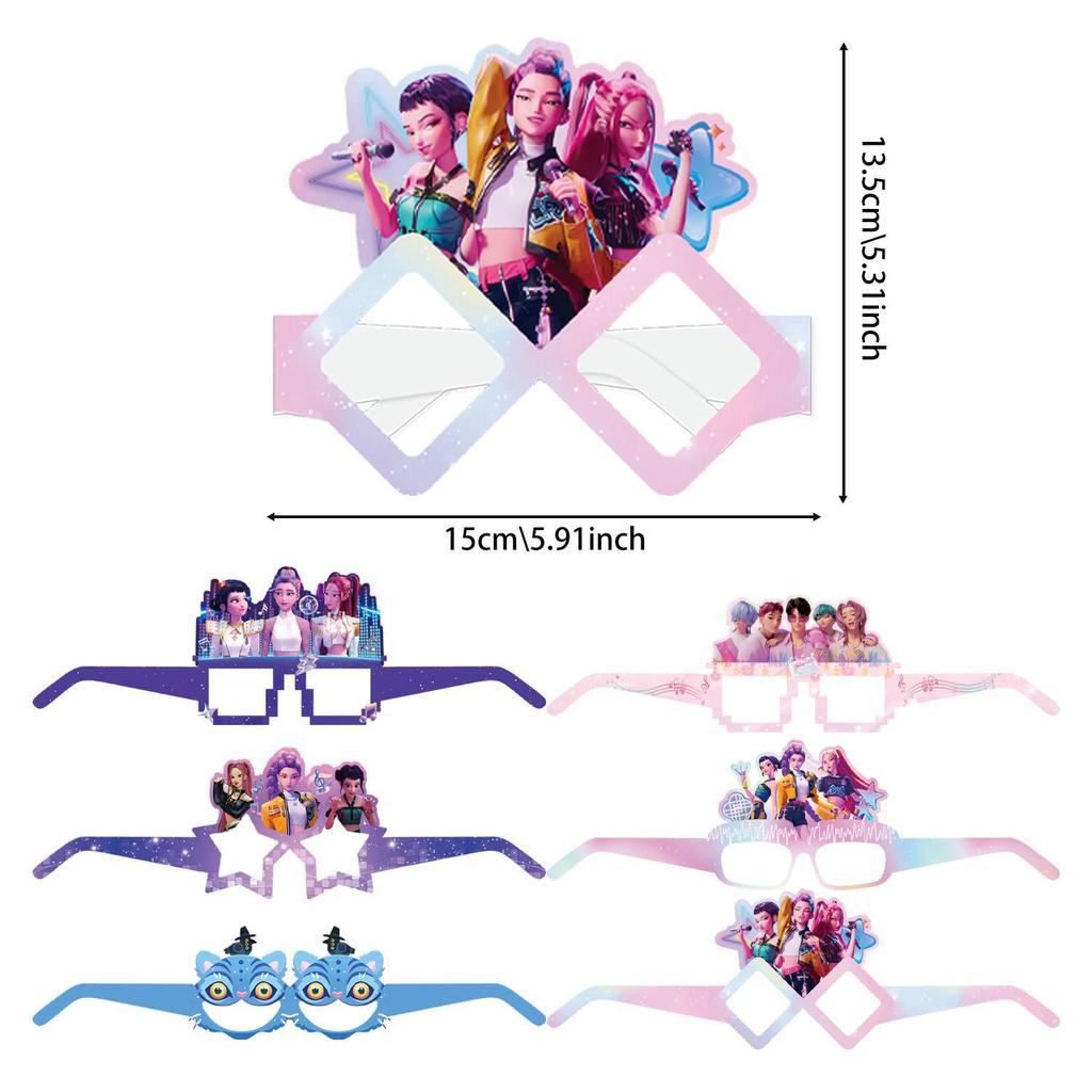 Demon Hunter K-POP Birthday Party Set: Paper Plates, Cups, Tableware, Banner, Flags