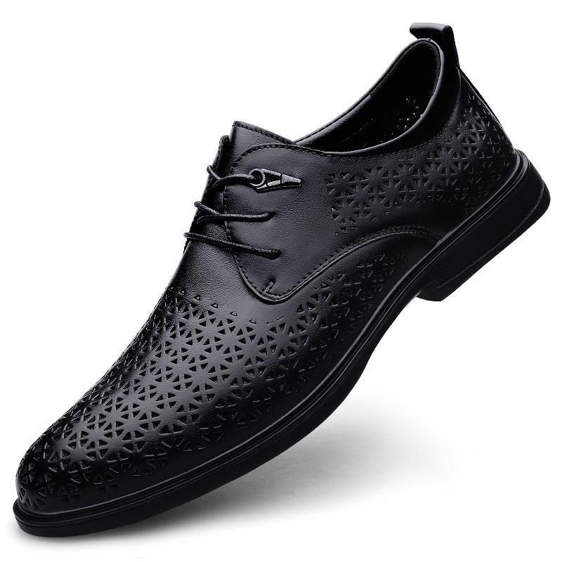 Men s 2025 Summer Breathable Perforated Leather Office Shoes 38