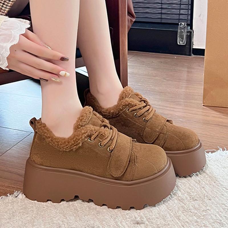 Damen Flats Baumwollschuhe Plateau Warme Schneestiefel Mode Lässig Winter Laufschuhe Kurzer Plüsch Gemütliche Damenstiefel