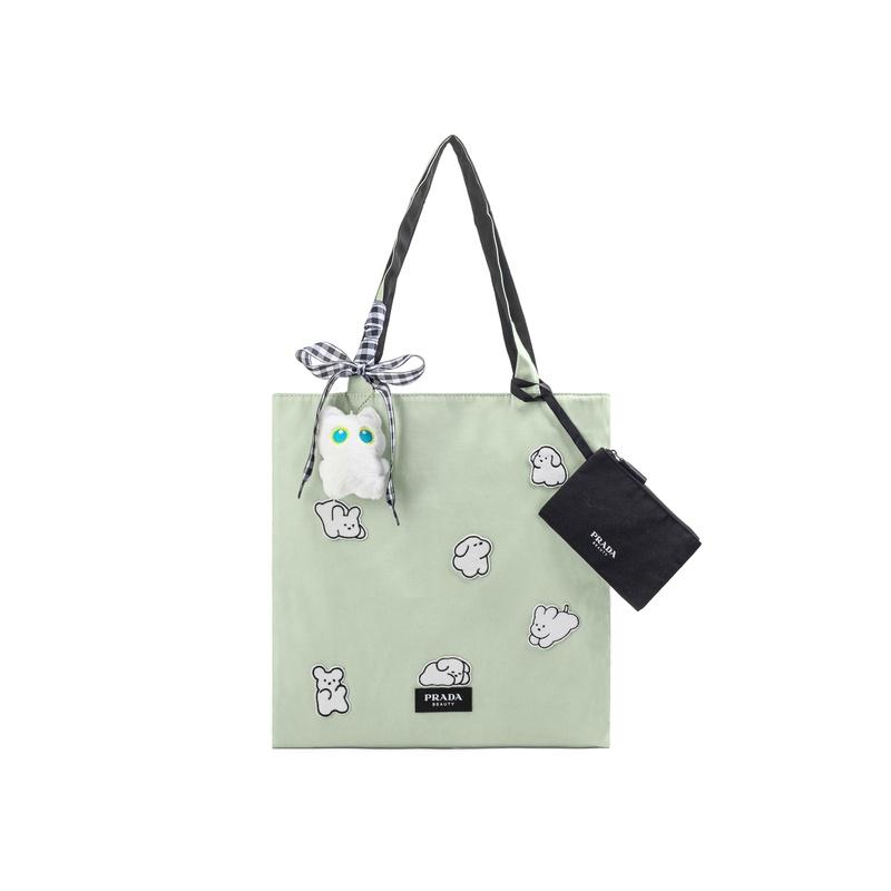 Косметичка/несессер Prada [Индивидуальная сумка] Мятный Котёнок Кошка Нашивка Изысканная Милая Крутая Девушка Свидание Поездка на работу Бобово-зеленый Большой мятный котенок зелёный