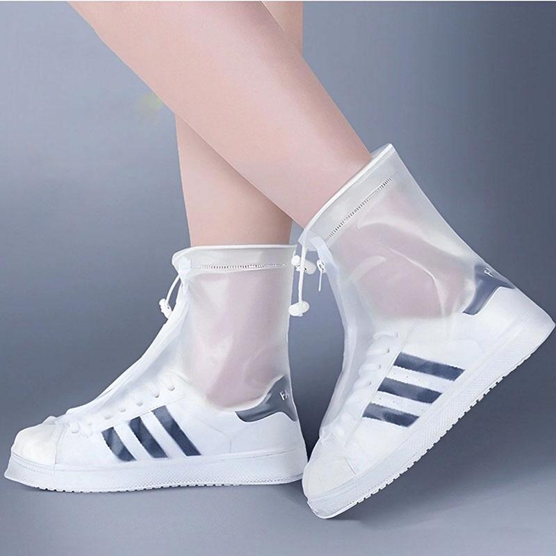 

1 Pair Waterproof Shoe Covers, Non-slip Reusable Rain Snow Boots Women Men PVC Silicone Sole Overshoes Protectors In Rainy Days S белый