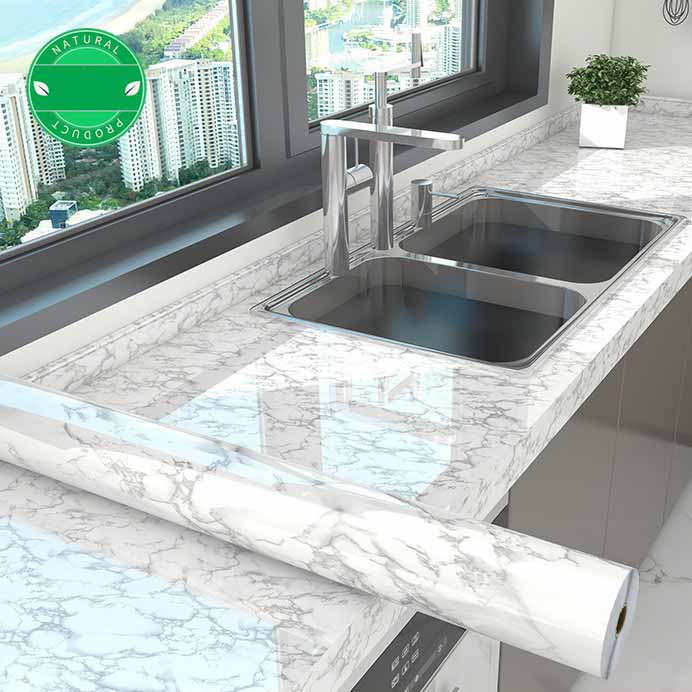 Self-adhesive Marble-pattern Oil-proof Kitchen Countertop Film Heat-resistant Renovation Moisture-proof Wall Sticker