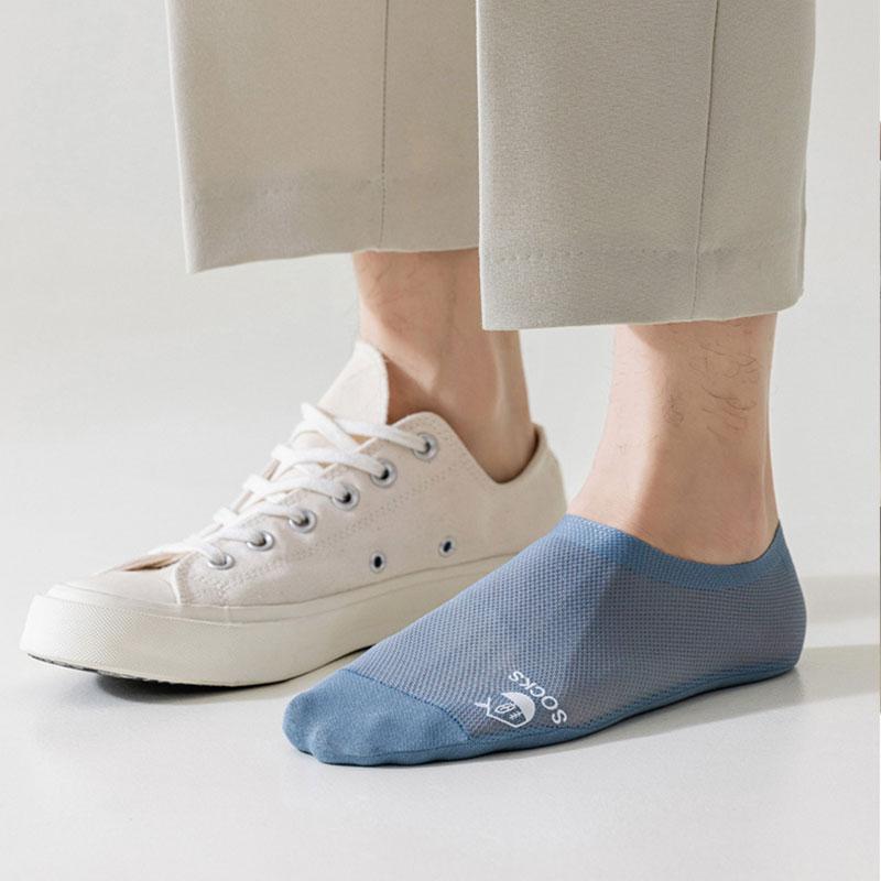 6 Pairs Men Summer Socks Thin Mesh Ankle No-show Socks Sweat Absorbent Comfortable Ultra-thin Business Invisible Socks
