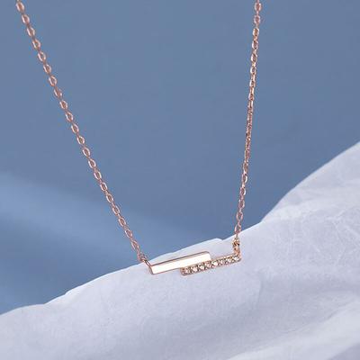 925 Sterlingsilber Mikro Zirkon Parallele Linien Halskette Damen Einfache Geometrische Schlüsselbeinkette Schmuck