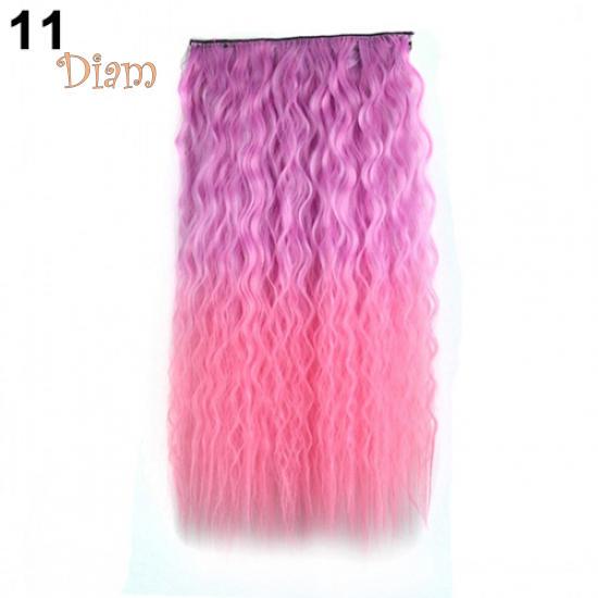 Tenfyer Extension de cheveux à clipser, longs et sexy, dégradés de couleurs, ondulés et bouclés, pour femmes, 60 cm