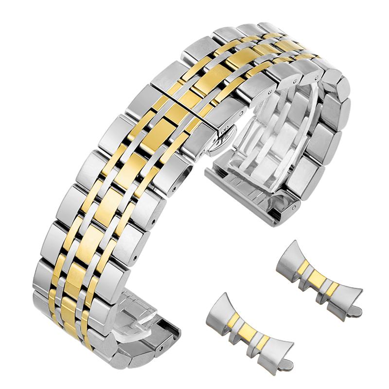 Edelstahl Uhrenarmbänder mit gebogenem Ende 22mm 20mm 18mm 16mm 14mm Armband für Herren Damen Uhrenarmbänder Butterfly-Verschluss Handgelenkgürtel