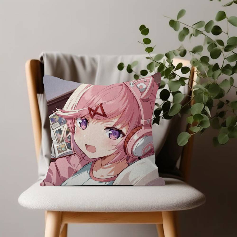 Anime Character Cushion Cover Inches Farmhouse Decor Home Throw Natsuki Pillow Covers For Couch Decorations