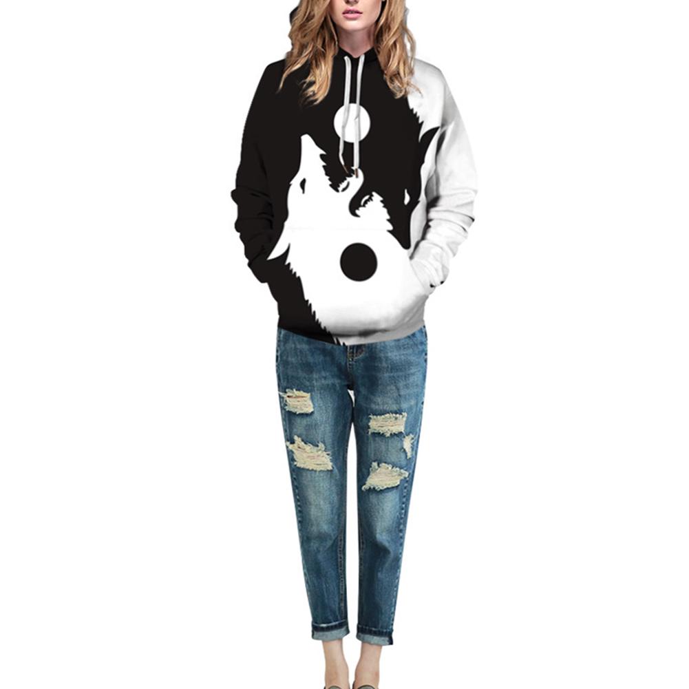 yin yang wolf moletom com capuz