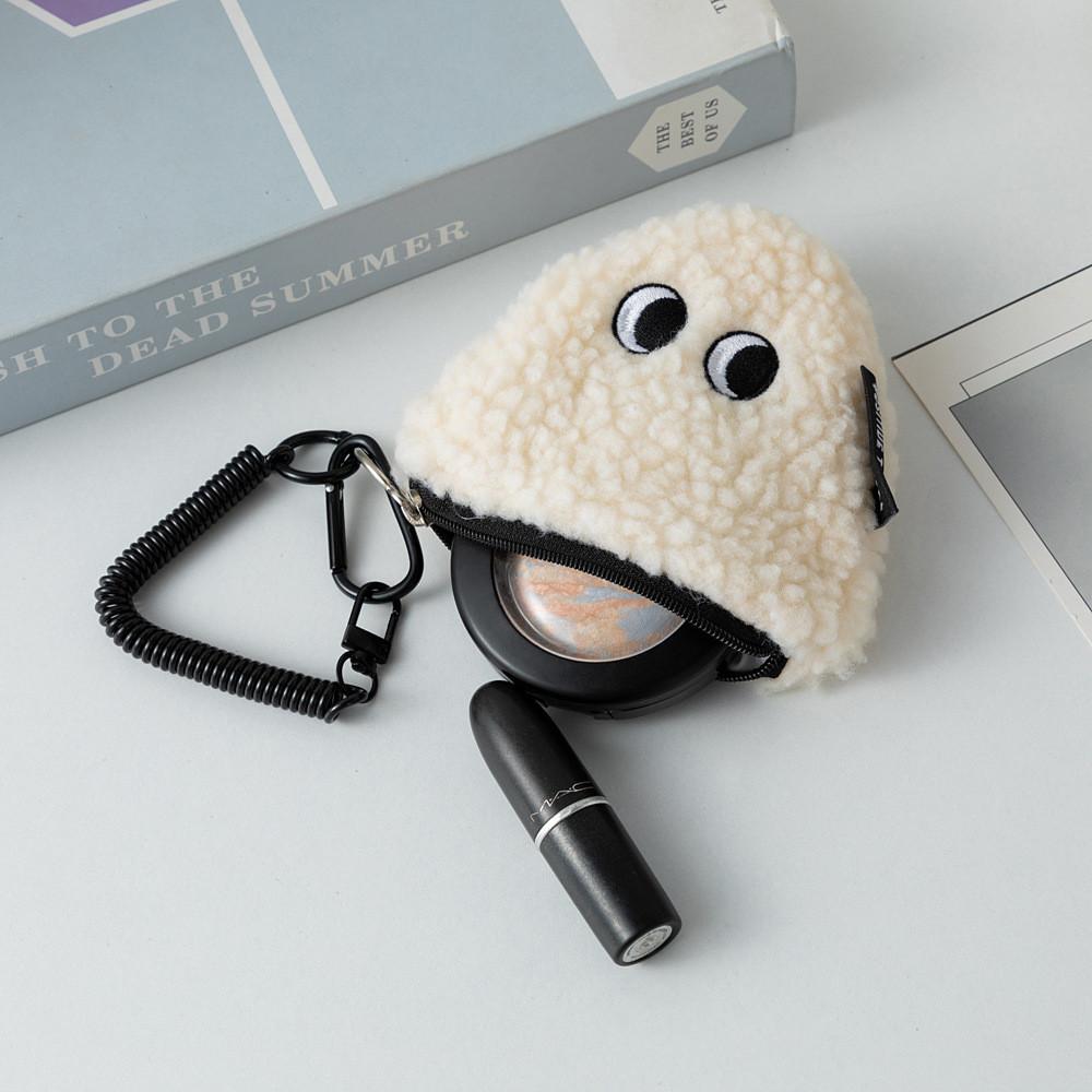 Plush Rice Ball Coin Purse With Zipper Portable Small Bag For Daily Use