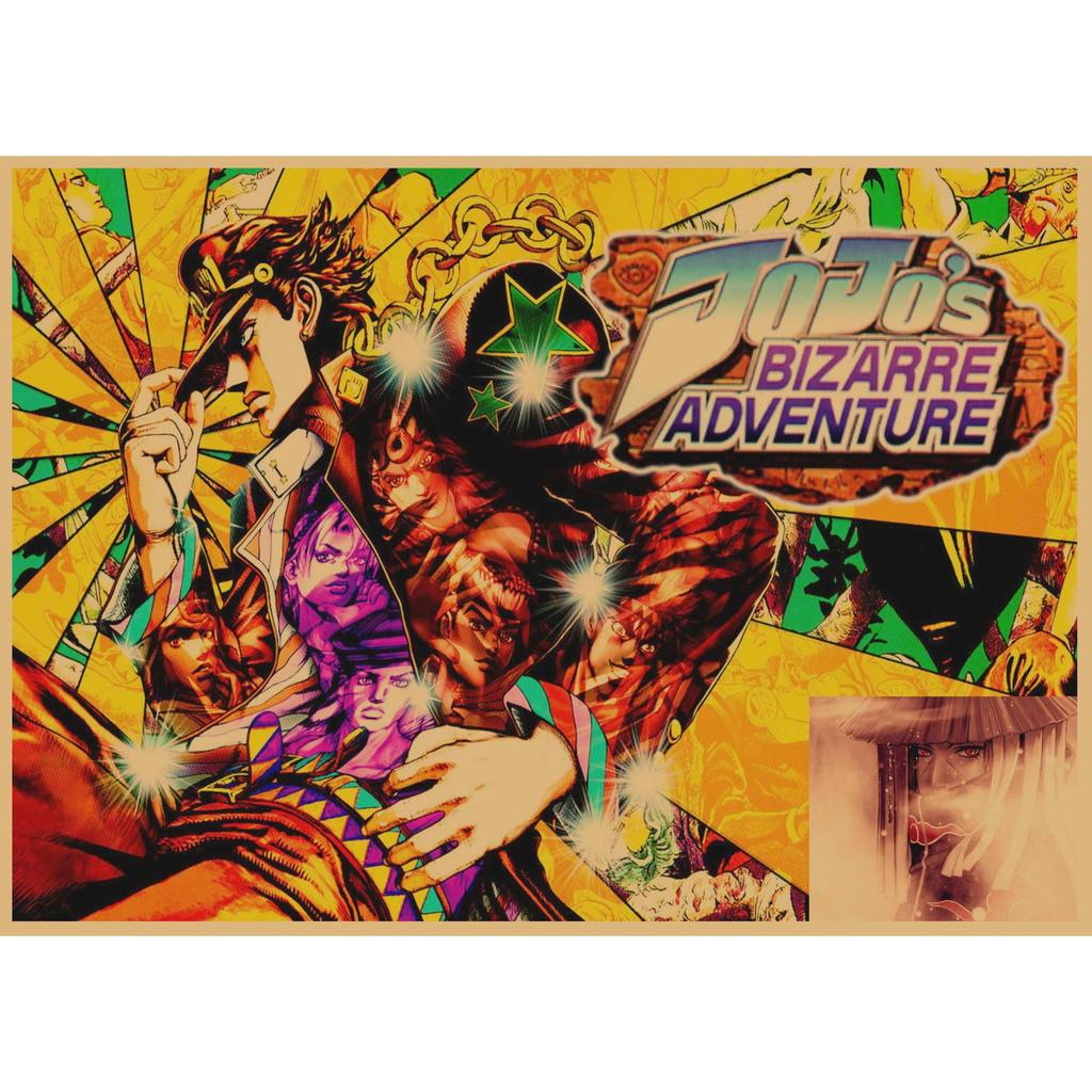 JoJo's Bizarre Adventure Retro Kraftpapier Poster - Japanische Anime Dekoration für Bar, Restaurant oder Café.