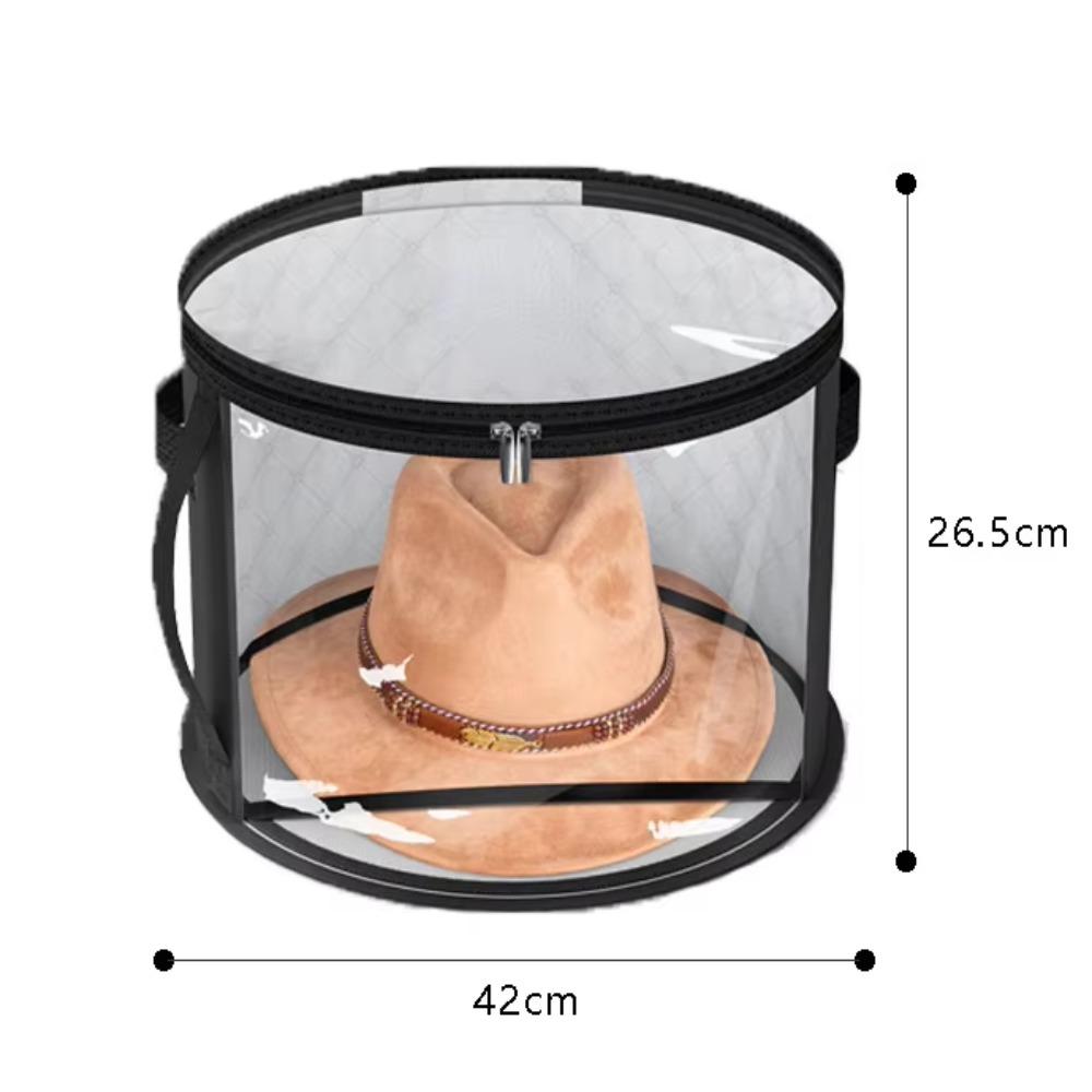 New with Handle Hat Storage Bucket Foldable Round Hat Storage Bag Wear-Resistant Clear Hat Box Circular Brim Hat