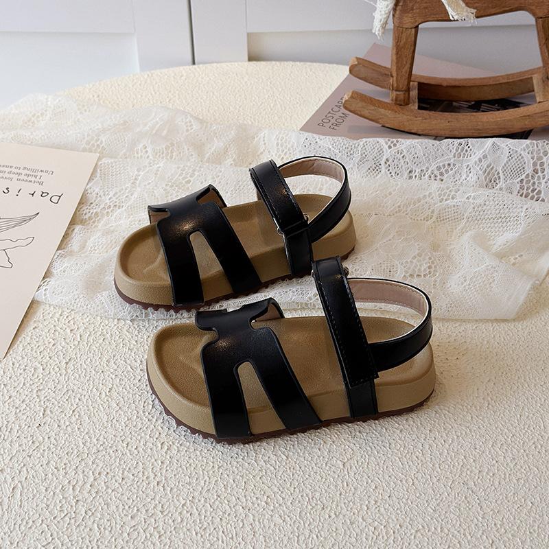 Summer Girls Open Toe Casual Sandals Comfortable Daily Wear Shoes for Little Kids 22 чёрный