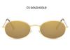 Sunglasses Eyewear Woman Small Ladies High End Mirror Oval Sun Jet Alloy UV400 Black Shades Premium Silver Glasses Women's