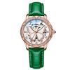 RORIOS Mechanical Watch for Automatic with Manual Winding Sparkling Butterfly Analog Classic Business Genuine Leather Popular Green Women, Winding,