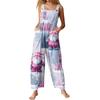 Womens Casual Overalls Jumpsuits Adjustable Straps Sleeveless Print Comfy Rompers With Pocket