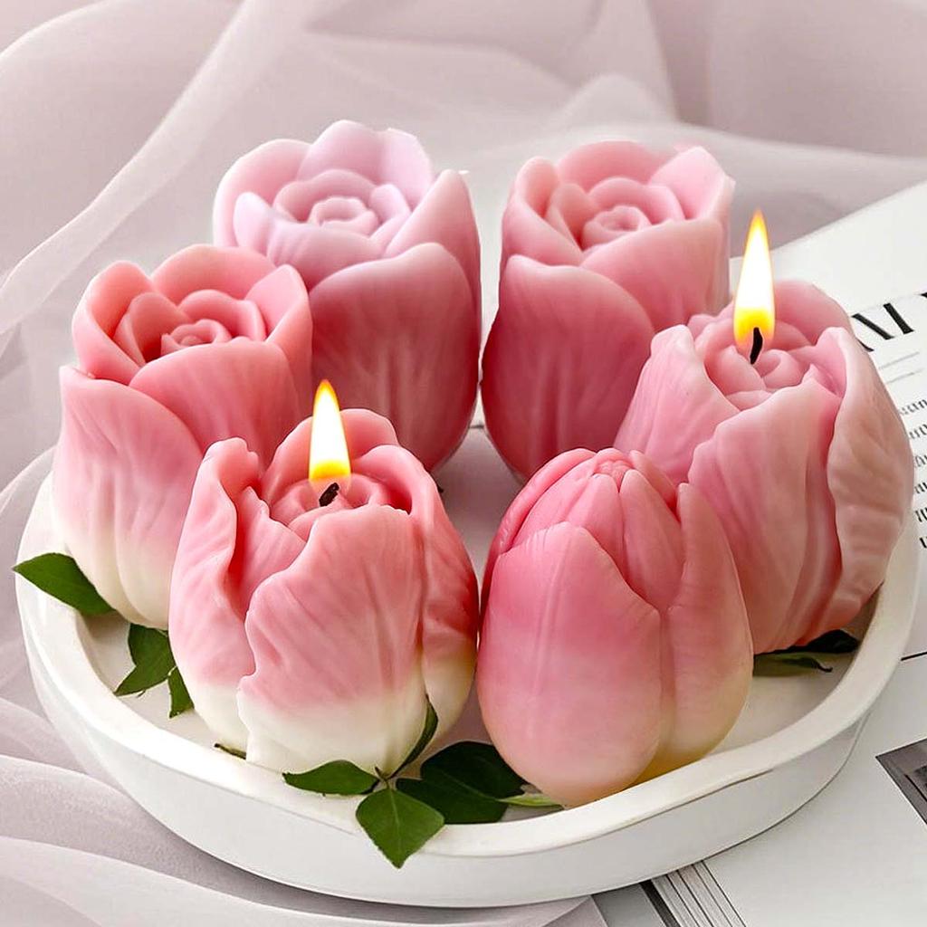3D Tulip Silicone Candle Mold DIY Handmade Flower Aromath Soap Candles Casting Molds Plaster Resin Craft Gifts Making Supplies