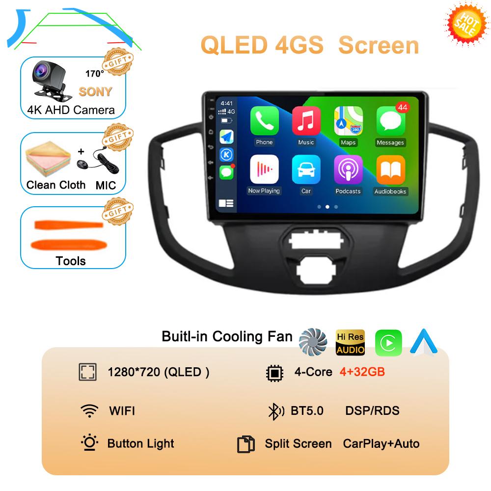 Android 14 Auto Carplay For Ford Transit 2015 - 2018 Car Radio Multimedia Video Player Navigation GPS Stereo 360 Camera WIFI+4G