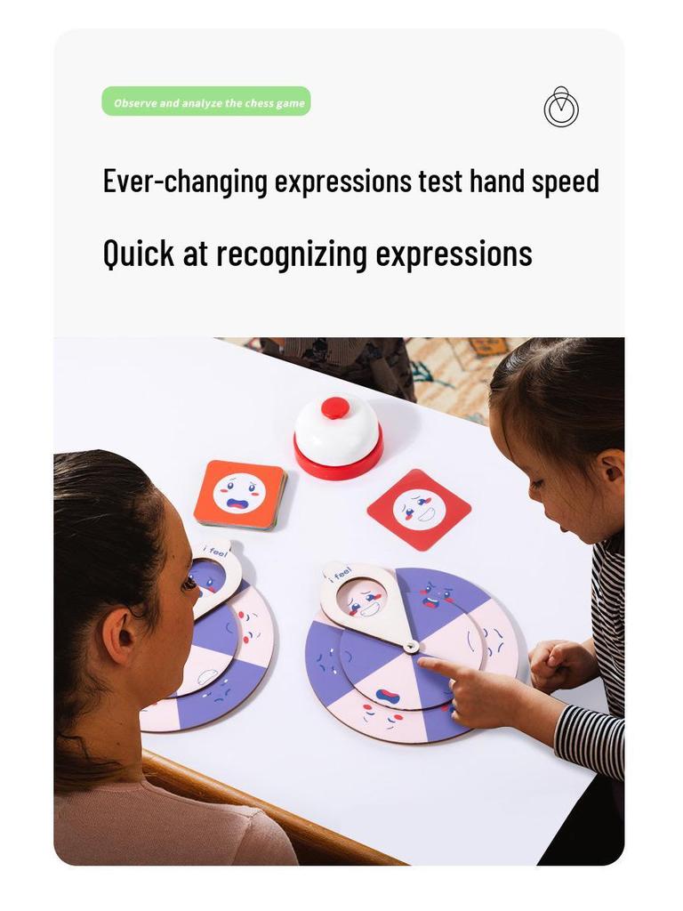 Wooden Expression-Changing Face Turntable Puzzle Game for Children's Concentration and Early Education.