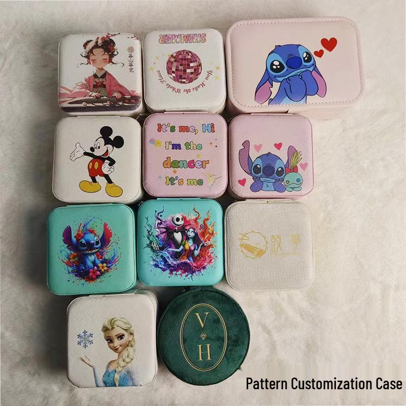 High-End Jewelry Storage Box with Mirror Pattern for Rings, Earrings, Necklaces - Women's Zipper Style Organizer.