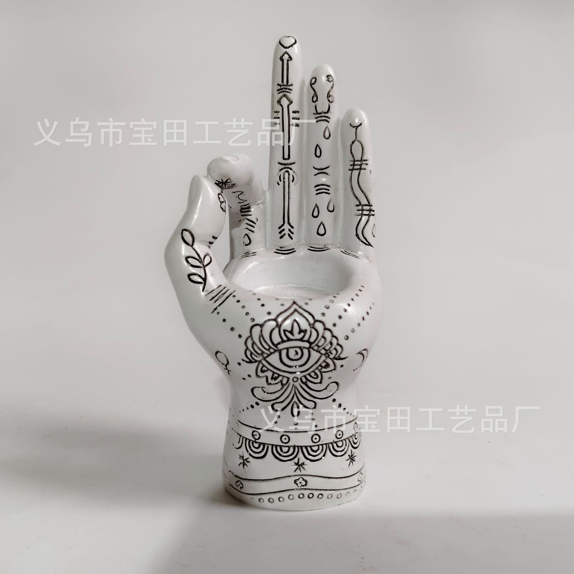 

Смола Инь и Ян Подсвечник для ладони и Статуэтка-подставка для благовоний Украшение Хэллоуин Статуэтка свечи для вставки в ладонь белый