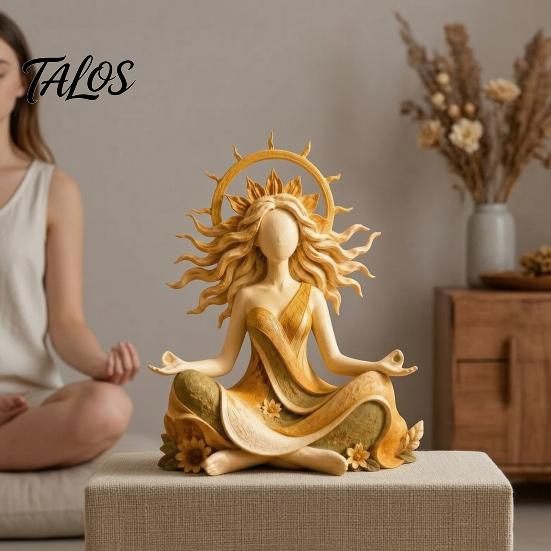 Yoga Studio Zubehör Meditierende Sonnengöttin Harzstatue, Spirituelle Figur, Boho Entspannungsraum Akzente Zen Stil Schreibtisch Hausdeko Ornament