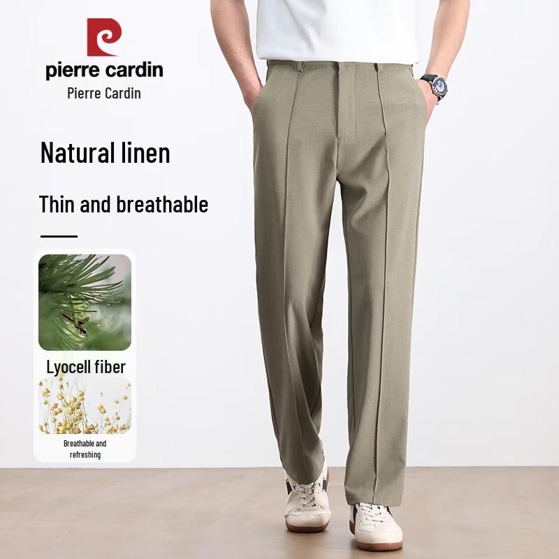 Pierre Cardin Men s Summer Tencel Linen Straight Business Casual Pants 32
