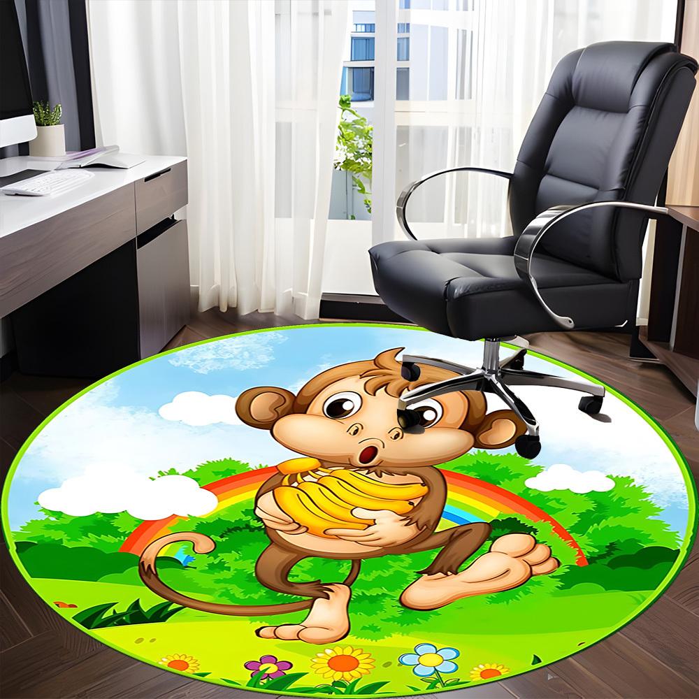1pc Monkey BananasChair Carpet for Office, Indoor Non-Slip Washable Polyester Fiber Carpet, Mat For Office, Machine Washable