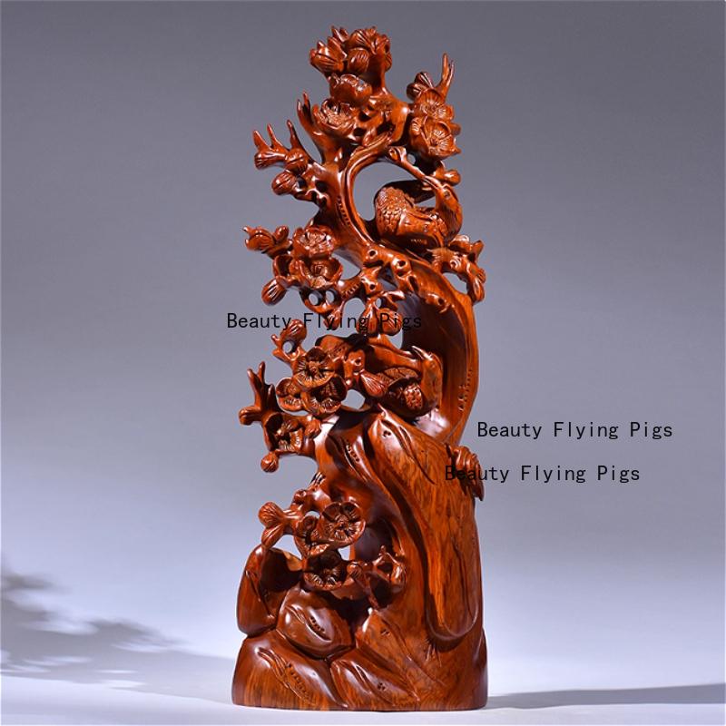 1pc Tree Top Wooden Statue, Home Decoration, Wooden Carving Crafts, Housewarming Gift, Office Ornaments, Desktop Decorations
