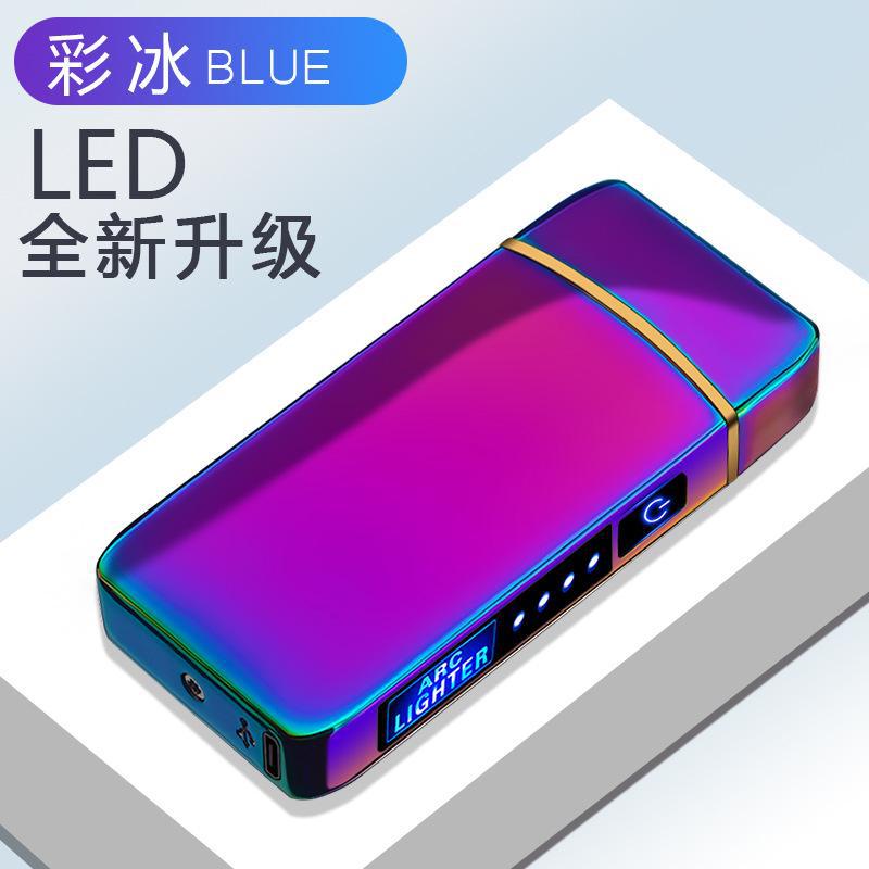 Stylish Windproof Metal Electric Lighter With Dual Arc Flameless Plasma USB Rechargeable Lighter LED Power Display Touch Sensor