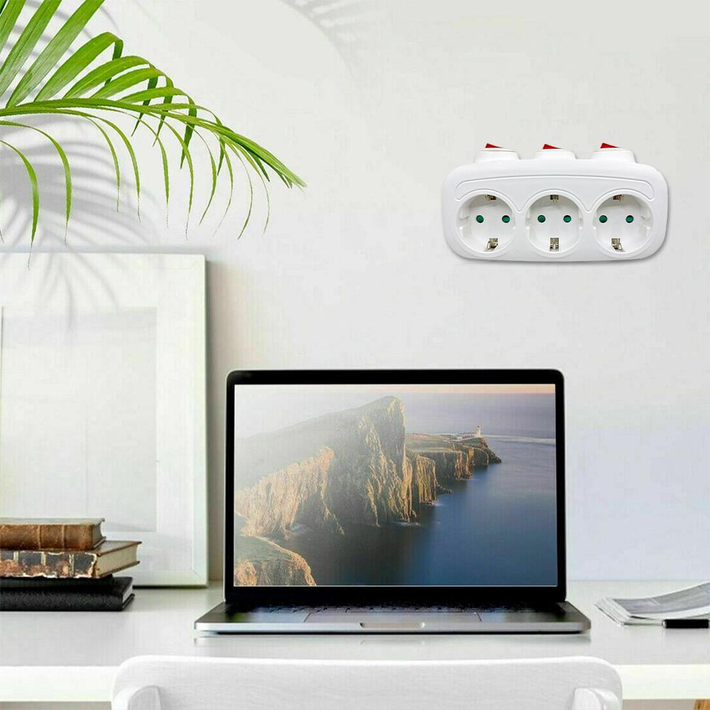 1To3 EU Extension Socket with ON/OFF Switch,Solves Few Outlets Issue, Safe & Easy To Use, Ideal for Home/Office/Travel