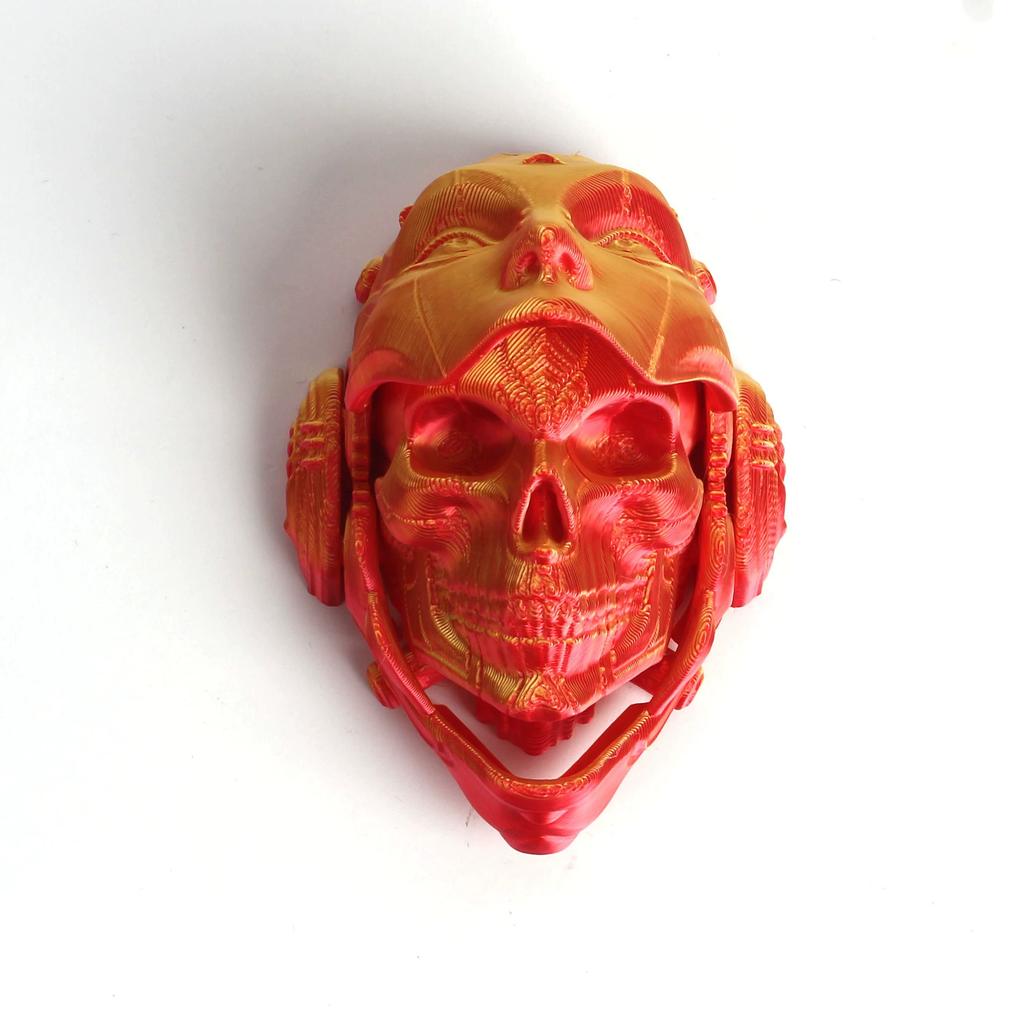 3D Printed Mechanical Skull Figurine: Transformable, Desktop Decor, Holiday Gift (Halloween/Xmas), Multi-Color, Durable