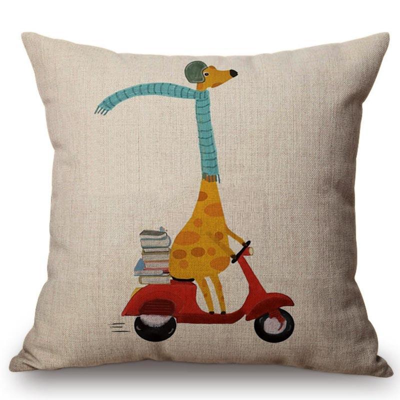 Moderne nordische Cartoon-Tiere Kissenbezug Niedlicher Elefant Giraffe Kinderzimmer Sofa Dekorative Wurfkissenhülle Cojines