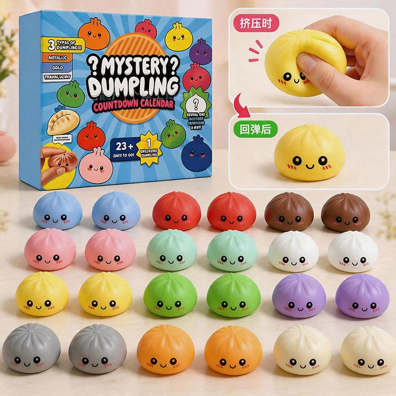 Kawaii Ravioli Giocattoli Morbidi Calendario dell'Avvento Ravioli a Lenta Risalita Sollievo dallo Stress Set Sensoriale Scatola a Sorpresa Decorazione da Scrivania Regali di Natale