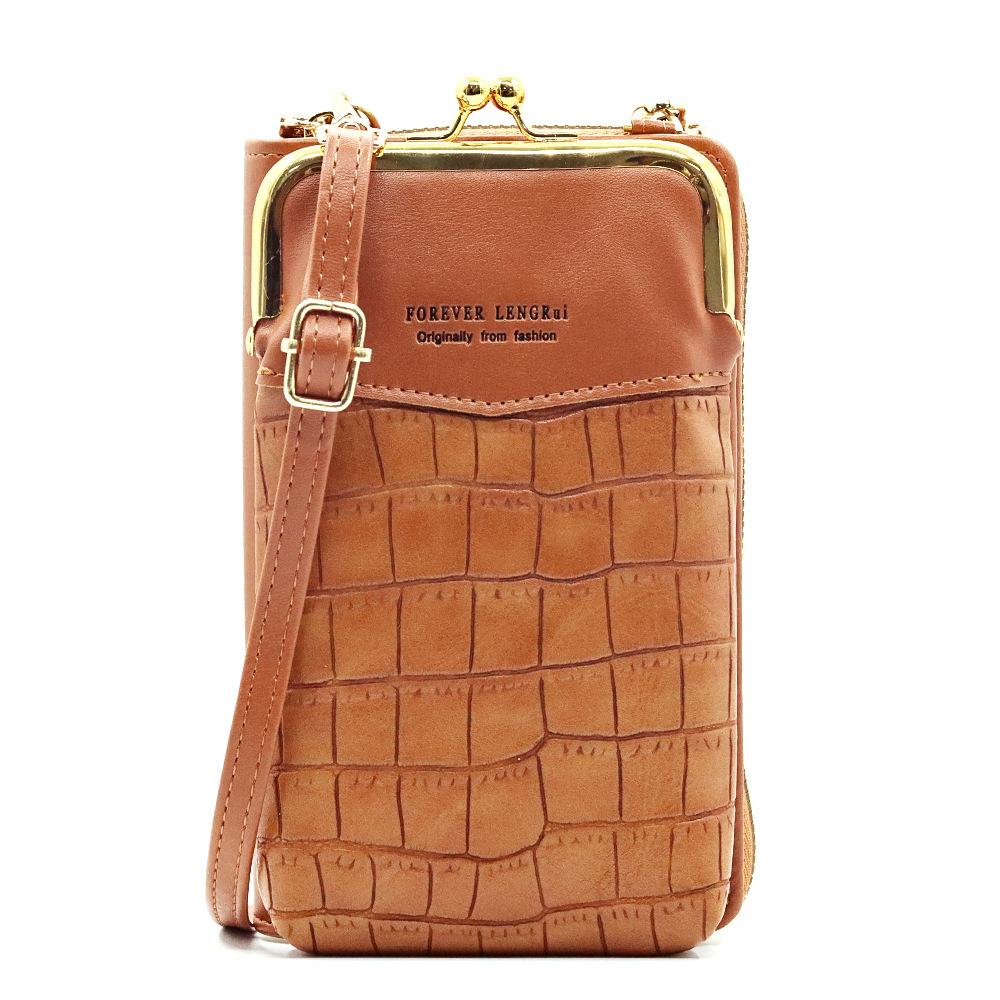 

Женские кошельки кроссбоди с текстурой под камень, на молнии, длинный кошелек-клатч, кошелек для монет, держатель для карт 18 * 11.5 * 4cm коричневый